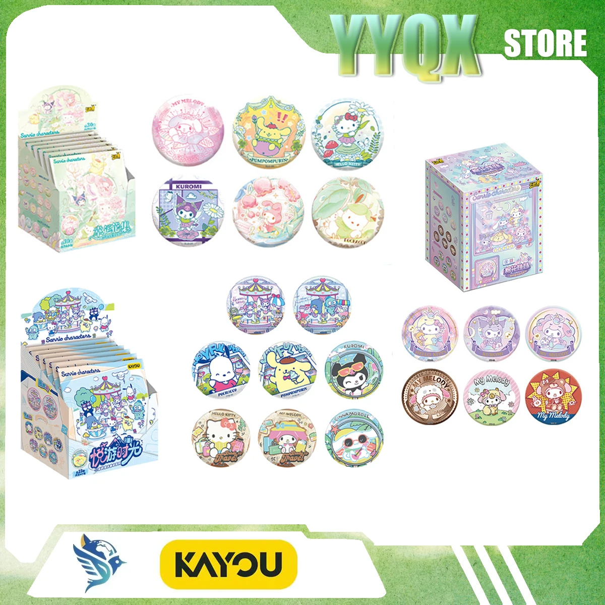 

KAYOU 2026 New Sanrio Hello Kitty‌ My Melody‌ Kuromi‌ Cinnamoroll‌ Pompompurin Badge Collection Cute Periphery Cartoon Anime Toy