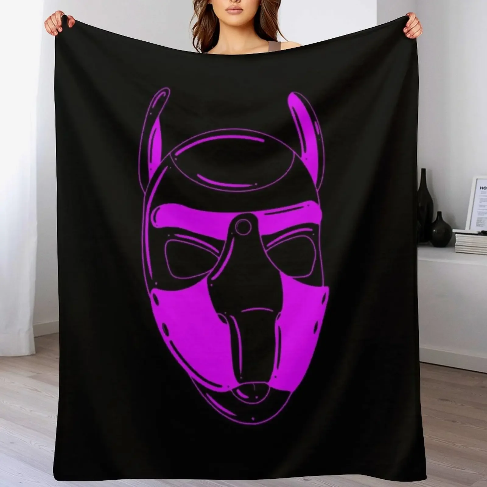 Pink pup hood Throw Blanket Soft Warm Blanket Gift for Men Women Adults