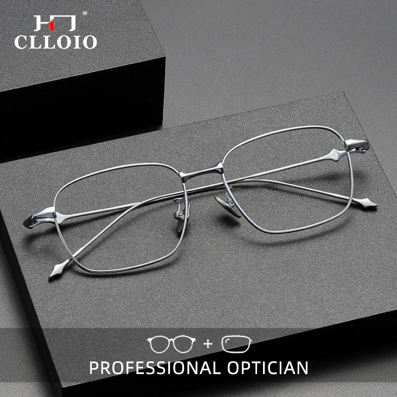 

Очки для чтения CLLOIO: модные, минималистичные, из чистого титана, с защитой от синего света, квадратные, для коррекции близорукости, прогрессивные, с диоптриями
