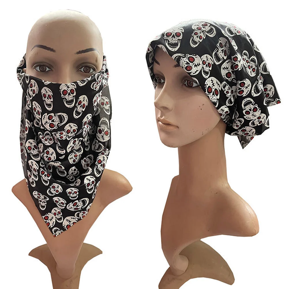 Bandana de Sauna Carré pour Femme, Accessoire de Cheveux, Écharpes, Tête de Mort, Halloween, 7,5