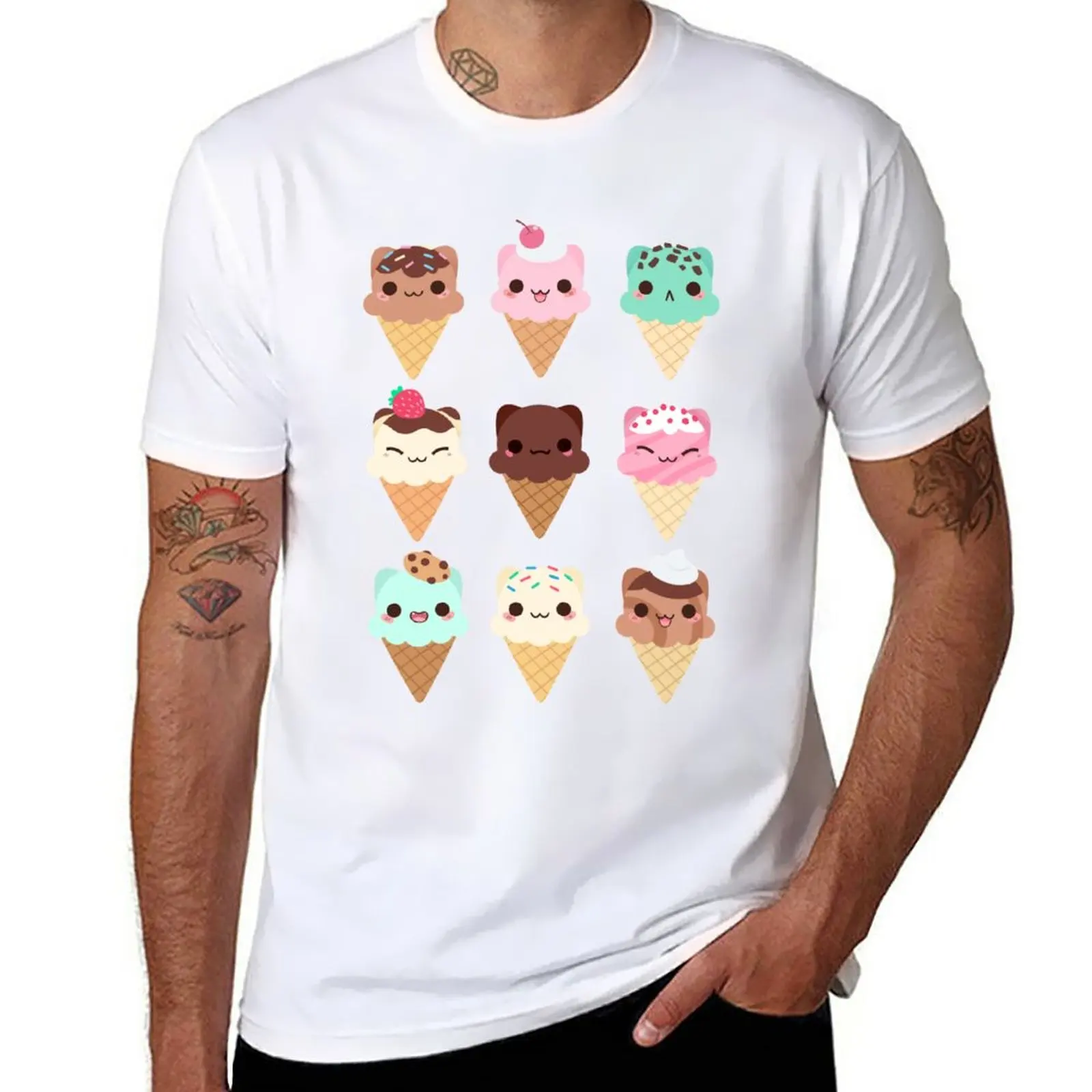 New Ice Cream Kittens T-Shirt sweat shirts vintage clothes funny t shirt mens white t shirts