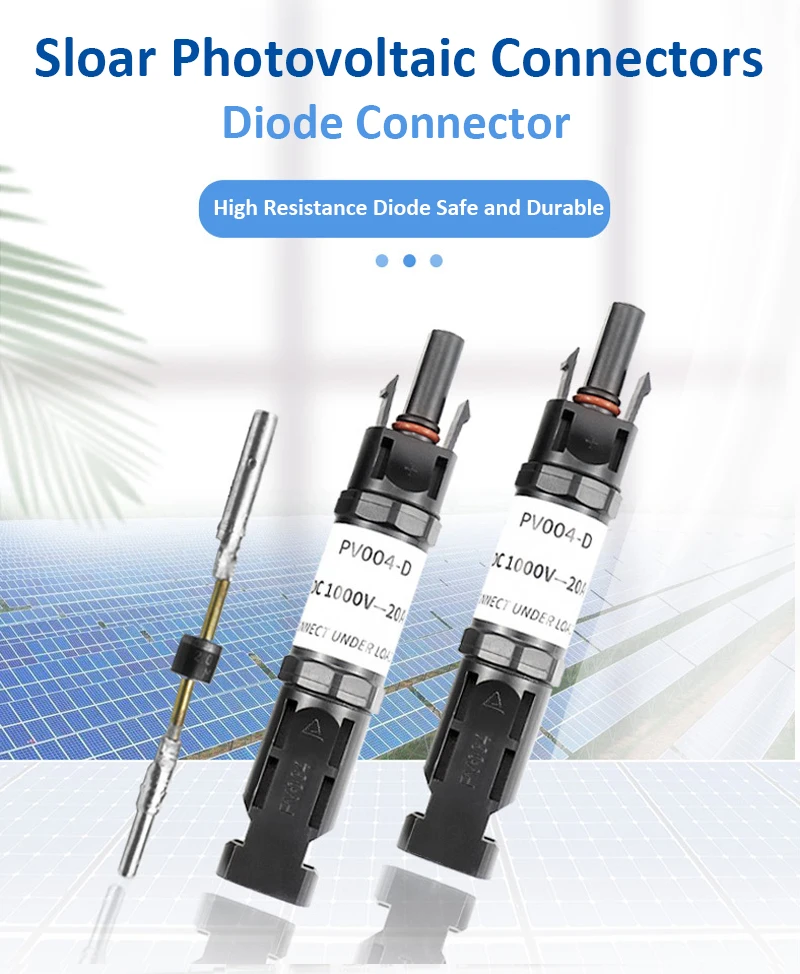 DC1000V 10/15A/20A Solar PV Waterproof Connector IP65 Waterproof Anti-Reverse Diode Photovoltaic Connector for Solar Panel