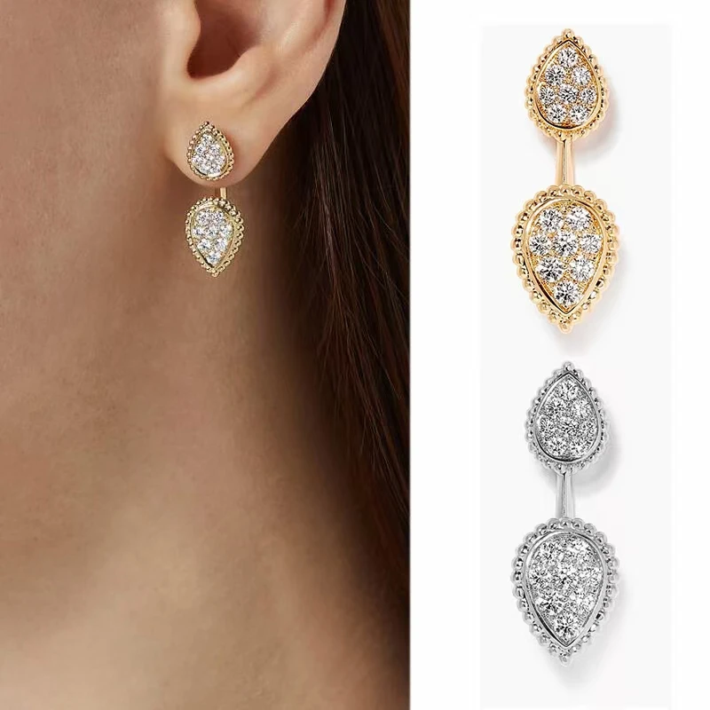 

Brass With 18k Gold Detachable Double Eyes Earrings Women Jewelry Party Boho T Show Gown Runway Rare Korean Japan Trendy INS