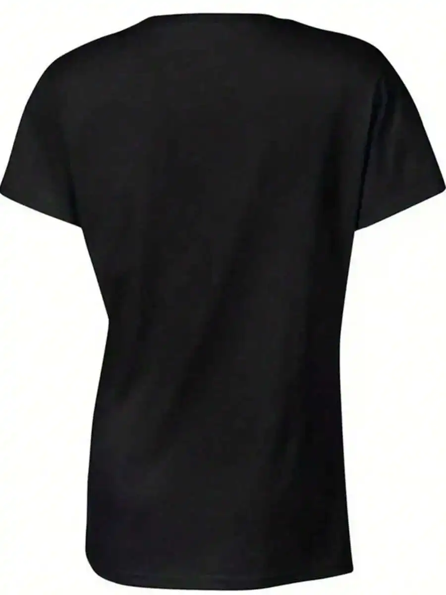 Holiday‑Vibe Women Short‑Sleeve T‑Shirt Crew Neck Merry Christmas Pattern Print Daily Wear Tops