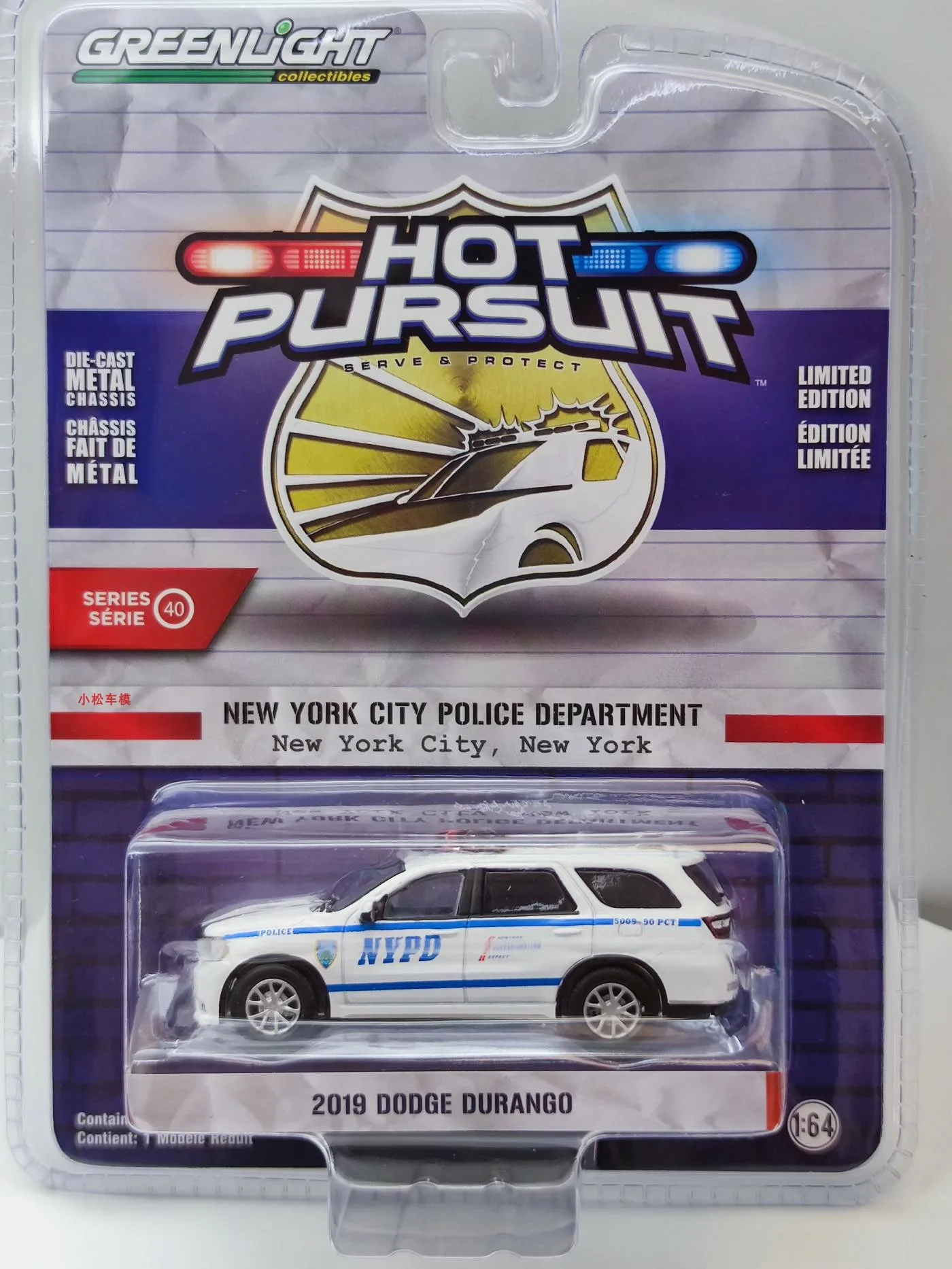 

GreenLight 1:64 2019 Dodge Durango - New York City Police Diecast Alloy Car Model Collectible Gift