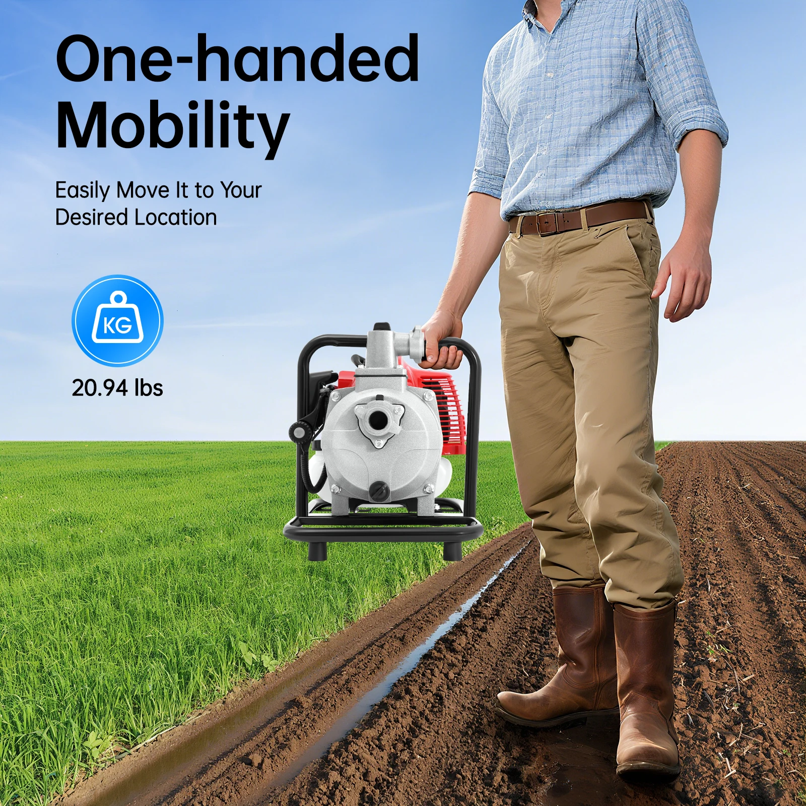 1,25 кВт насос для перекачки воды бензиновый 2-тактный водяной насос одноручный мобильный портативный водяной насос