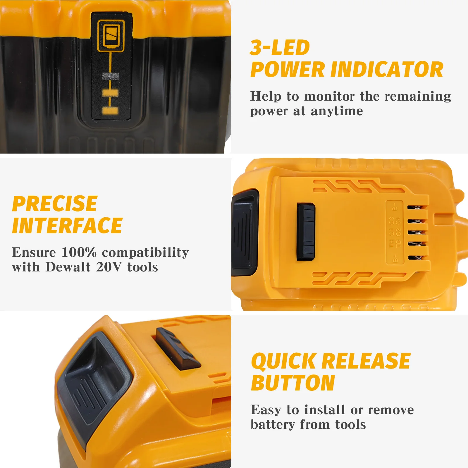 2Pack 20V 12.0Ah Replacement Battery for DeWalt DCB200 DCB184 DCB101, Li-Ion Rechargeable Battery with LED Power Indicator