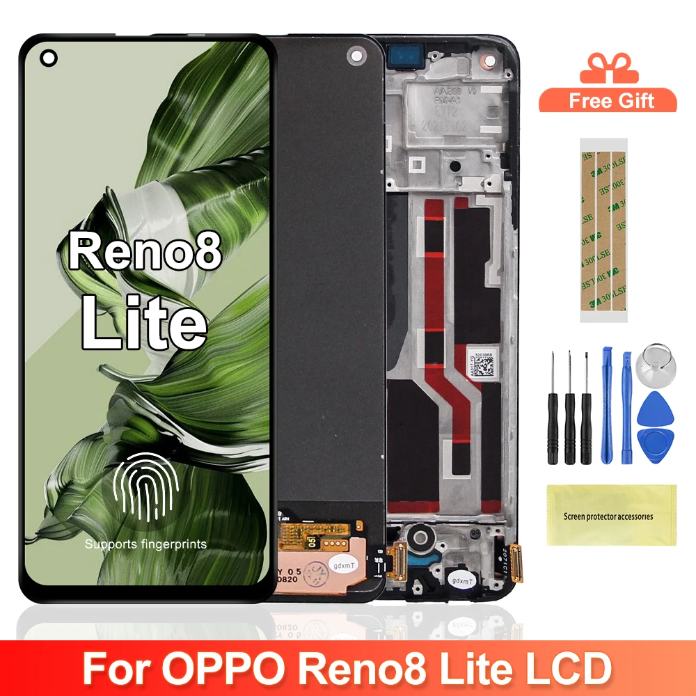 AMOLED Per OPPO Reno8 Lite 8Lite Display LCD Touch Screen Digitizer Assembly Per Oppo Reno8 Lite CPH2343 Display di Ricambio