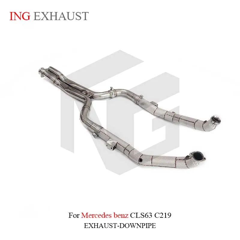 ING Motor Power Catless With Heat Shield Downpipe for Mercedes BENZ AMG CLS63 C219 W218 Engine Race Escape Pipe Tube Exhaust