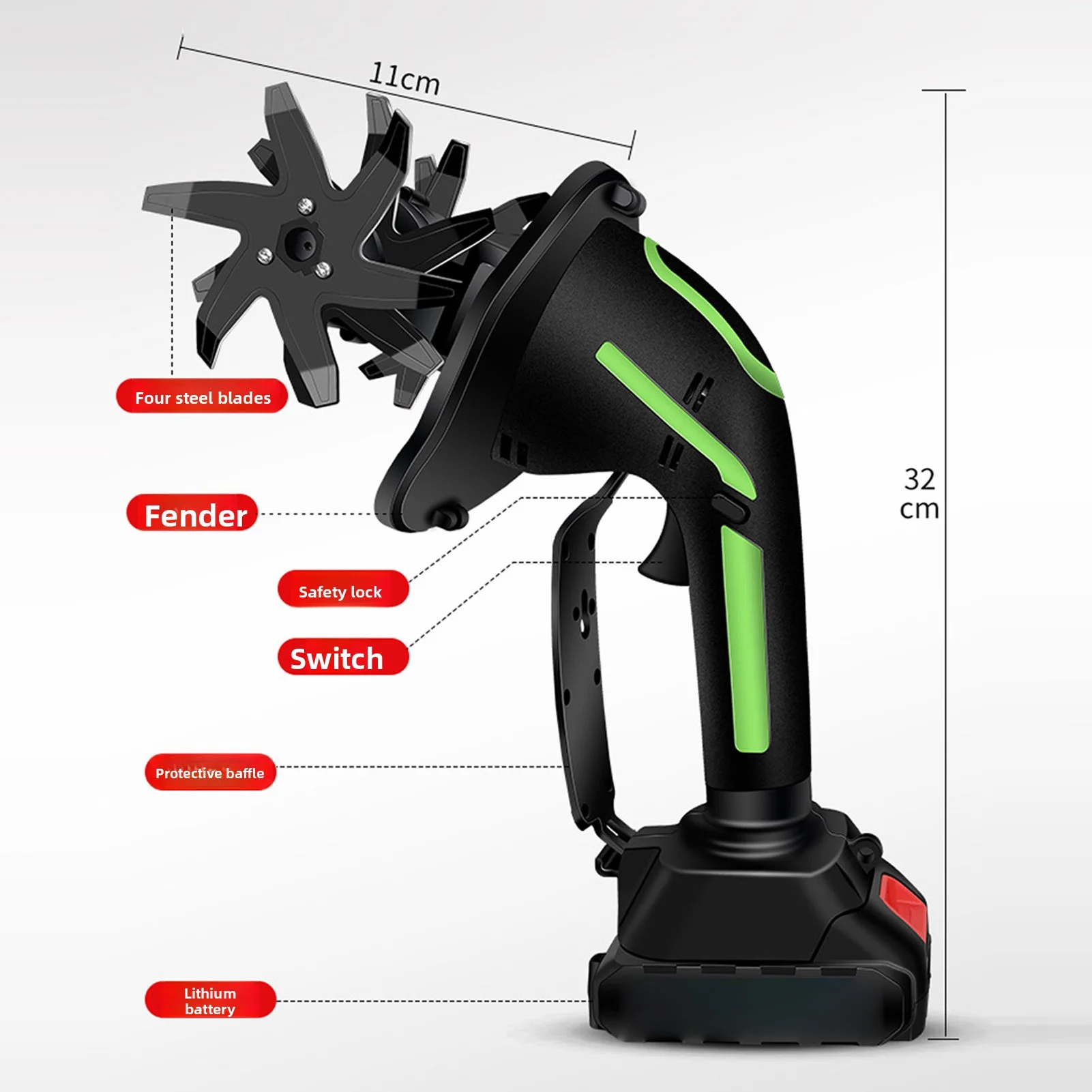Cordless Garden Tiller Electric Garden Tiller Rechargeable Handheld Cordless Mini Cultivator for Loosening Soil Tilling Weeding view 6