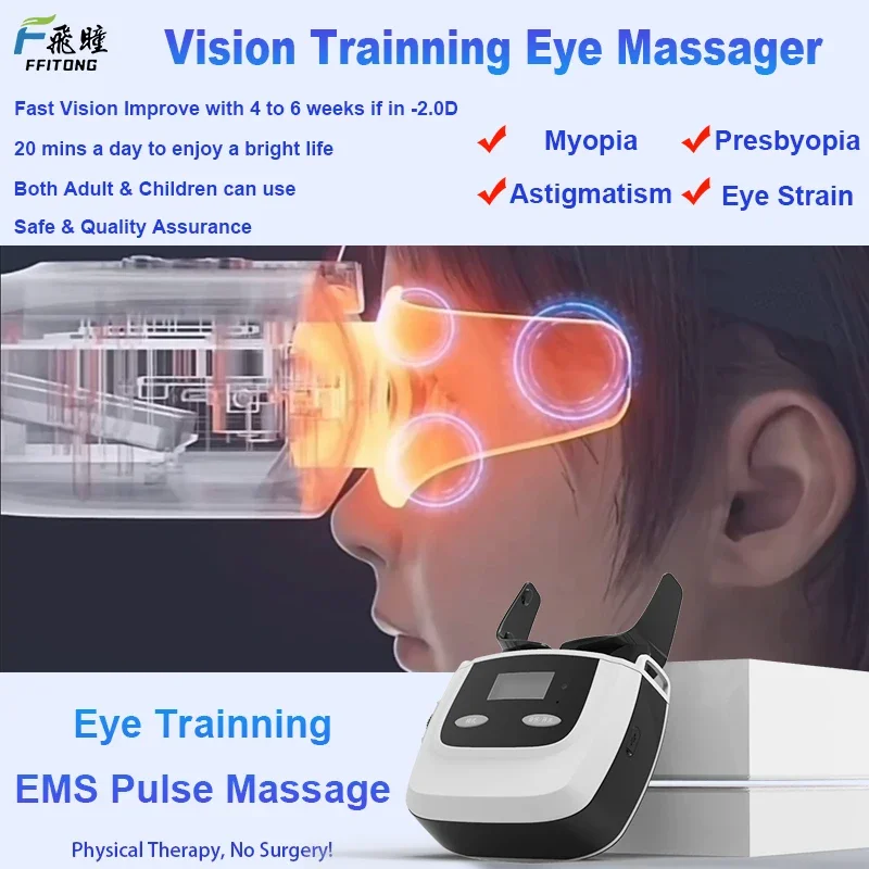 FFITONG Myopia Eye Massager Eye Trainer EMS Pulse Improve Vision Eye Patches For Adult Kids Eyesight Enhance