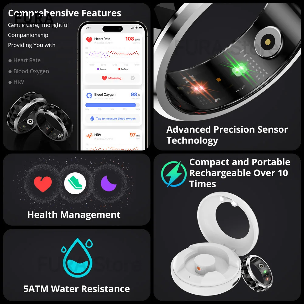 2024 new R11 Smart Ring, fidget spinner anxiety relief ring, healthy sleep monitor, 5ATM waterproof multi-function smart ring