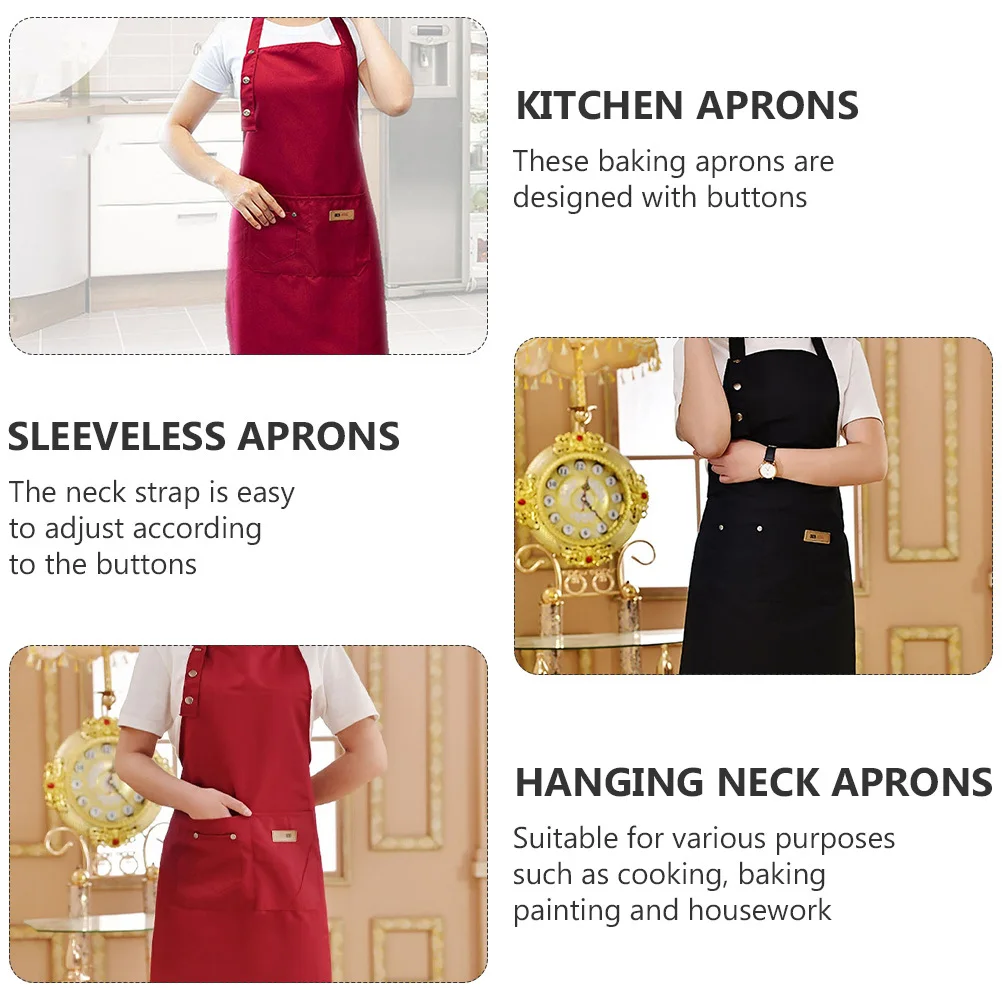 

2Pcs Aprons Sleeveless Adjustable Cooking Baking Painting Housework Dirt Resistant Wrinkle Proof Shape Retaining Superior
