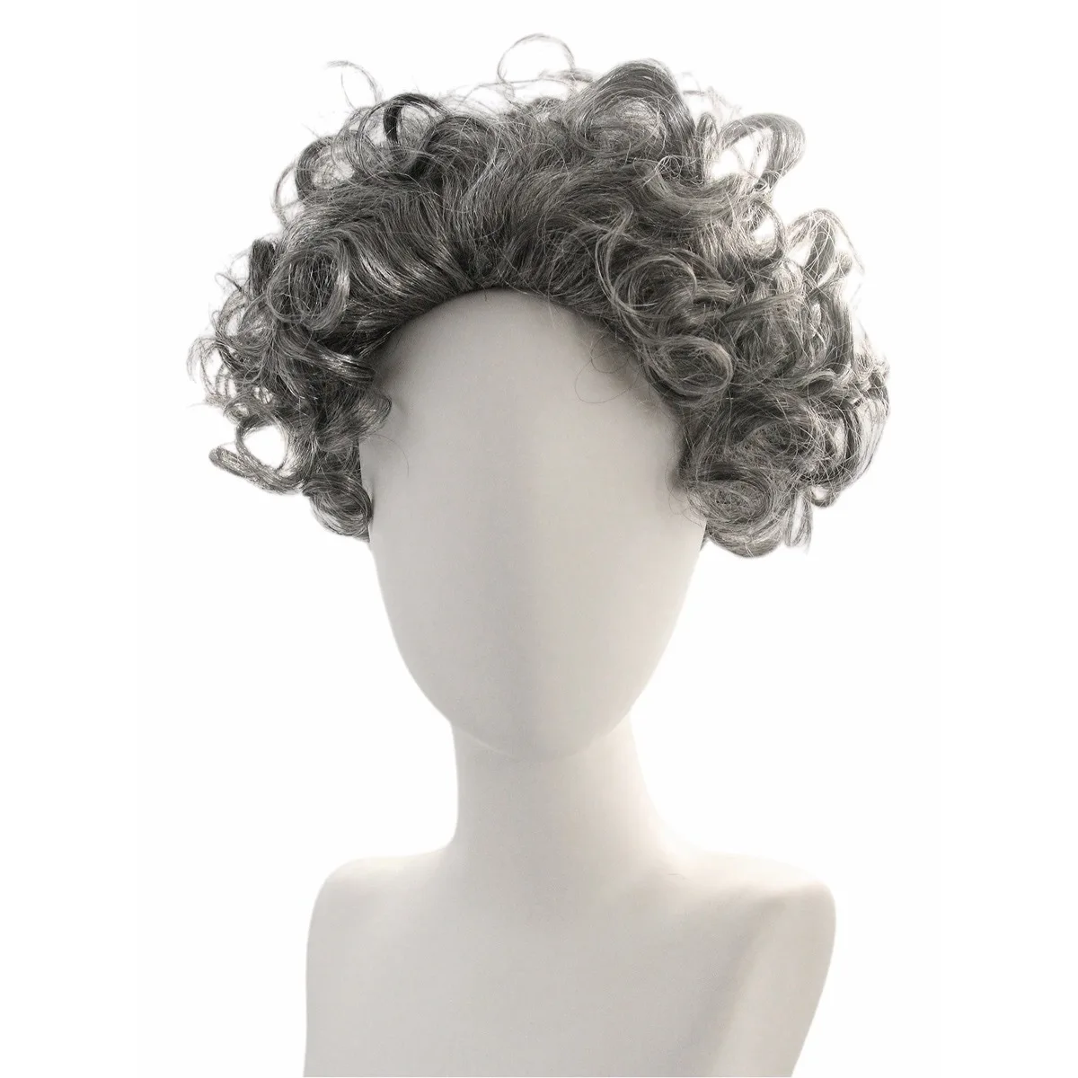 Anxin Brand Synthetic Fiber Wig: Gray Wool Curl Style, with Dynamic and Flexible Curls, Made from High-Quality Synthetic Fiber Materials, Comfortable to Wear and Easy to Manage, Suitable for Various Daily Activities/Cosplay