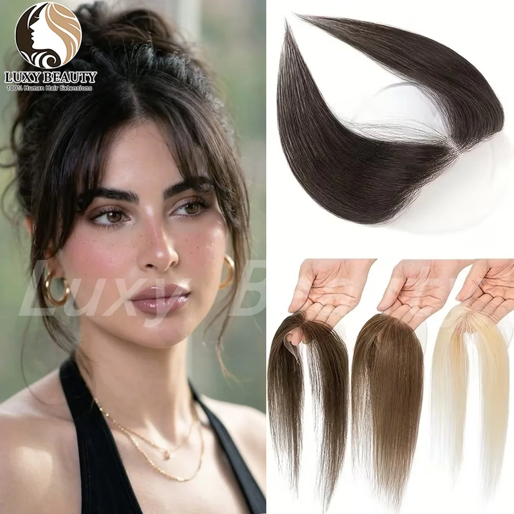 Real Human Hair Bangs Invisible Lace Hairline Toppers for Women Forehead Black Brown Blonde Forehead Lace Frontal Hairpieces