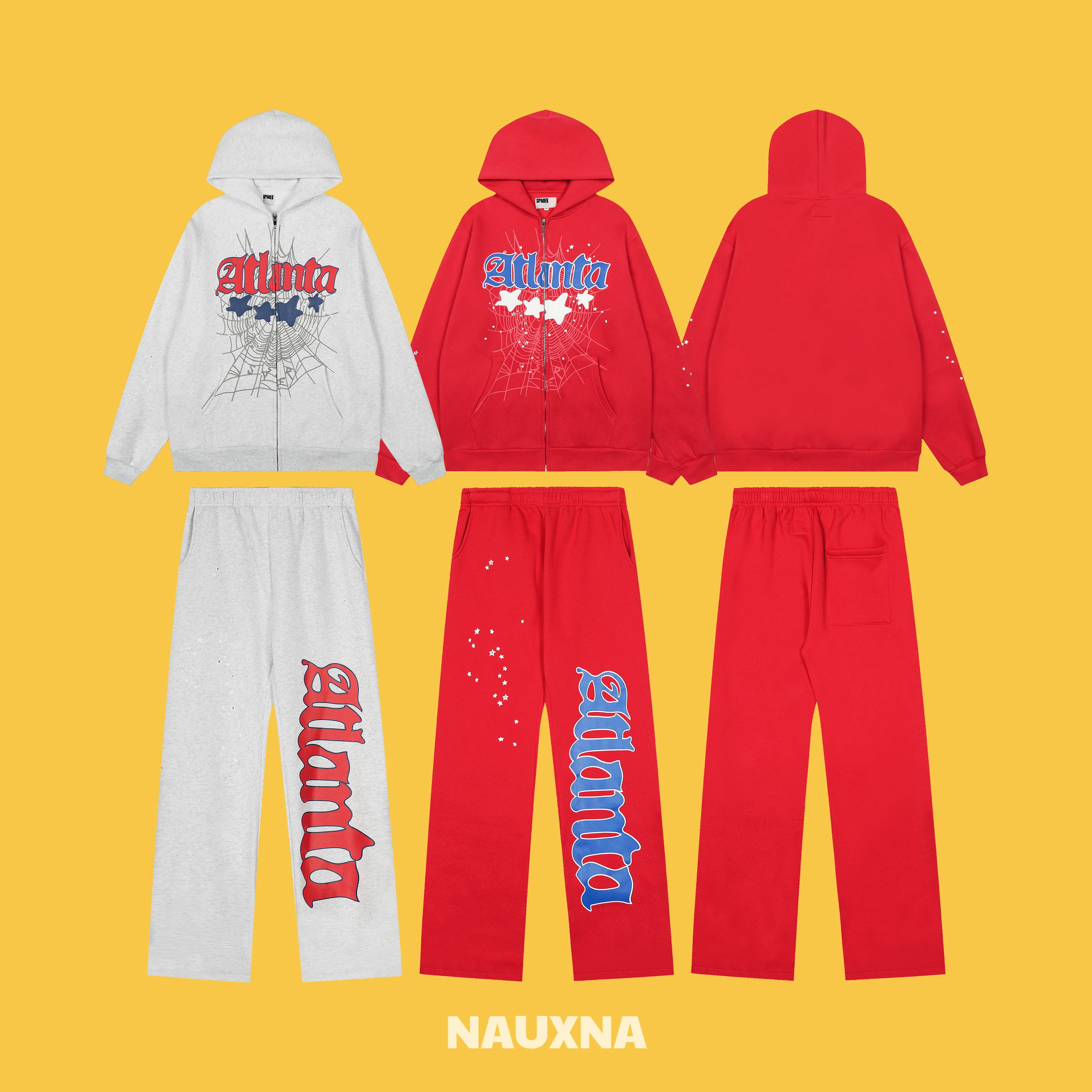 

Комплект брюк с капюшоном и капюшоном в стиле ретро, уличная паутина с надписью в американском стиле, молодежный комплект из смеси хлопка, осенне-зимний наряд