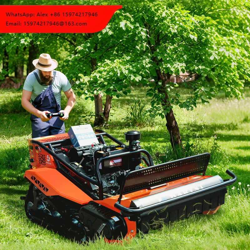 800mm Remote-controlled Lawnmower All-terrain Tracked Diesel-powered Lawn Mower For Orchard Clearing Weeding And Mowing
