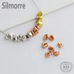 10pcs 925 Sterling Silver Irregular Chips Shape Spacer Beads for DIY Bracelet Making Fine Jewelry Finding