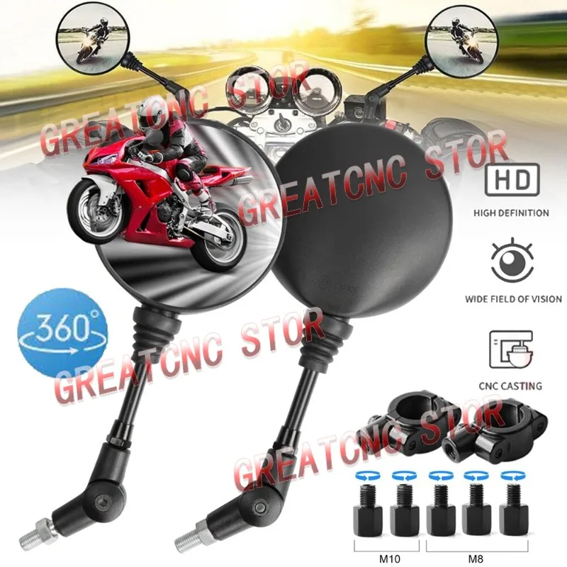 Espejos retrovisores universales para motocicleta ATV UTV, accesorios para BMW R1250GS, Honda CRF 250L 300L 8MM/10MM, espejos laterales plegables