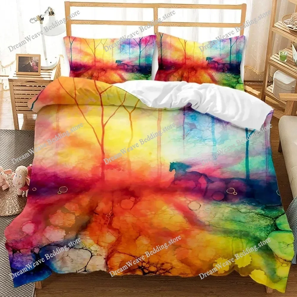 Nature Duvet Cover Digital Psychedelic Tree of Life with Turning Gothic Background Mystery Fashion Polyester Bedding Set963963