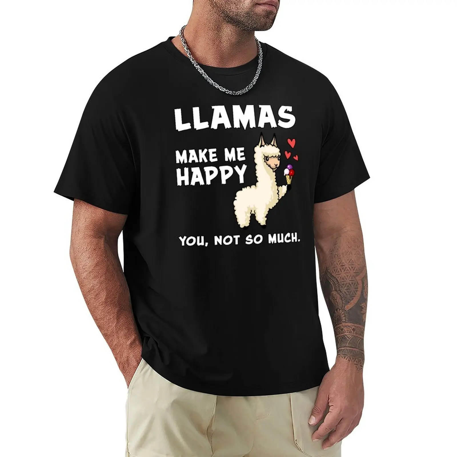 Llamas Make Me Happy T-Shirt Casual Light Summer Short Sleeve Top