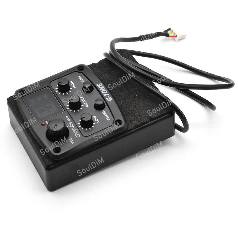 Cherub G-Tone Series Acoustic Guitar Preamp GT-2 Piezo Pickup 4-Band EQ Equalizer LED Tuner Black