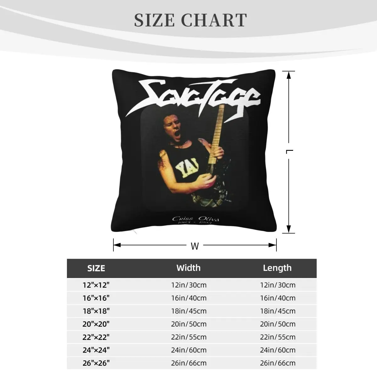 Savatage Criss Oliva 1963 1993 The Guitarist Regular Size Grose S 2Xl Slogan Pillow Case image 4