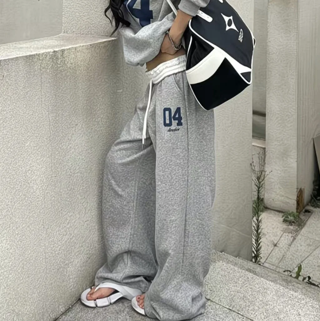 American Fashion Retro Sportswear Pants Are Suitable for Women in Spring and Summer. Mid-Waist Sagging Casual Pants and Loose Pa