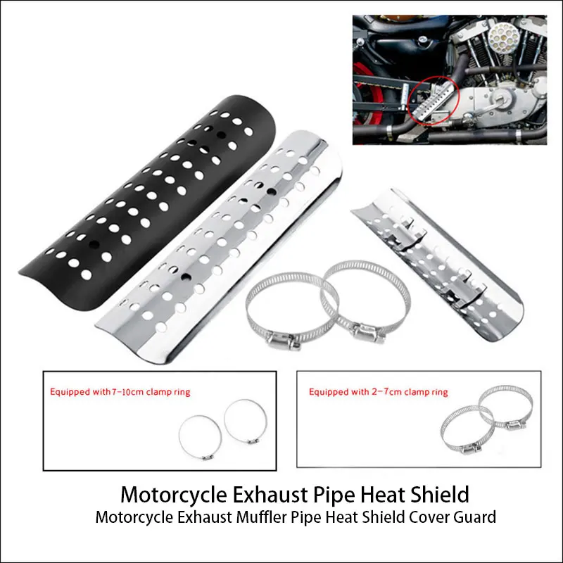 Universal Motorcycle Exhaust Pipe Heat Shield Cover Muffler Protector/Guard - Premium Moto Accessories，for Harley, Honda, Yamaha