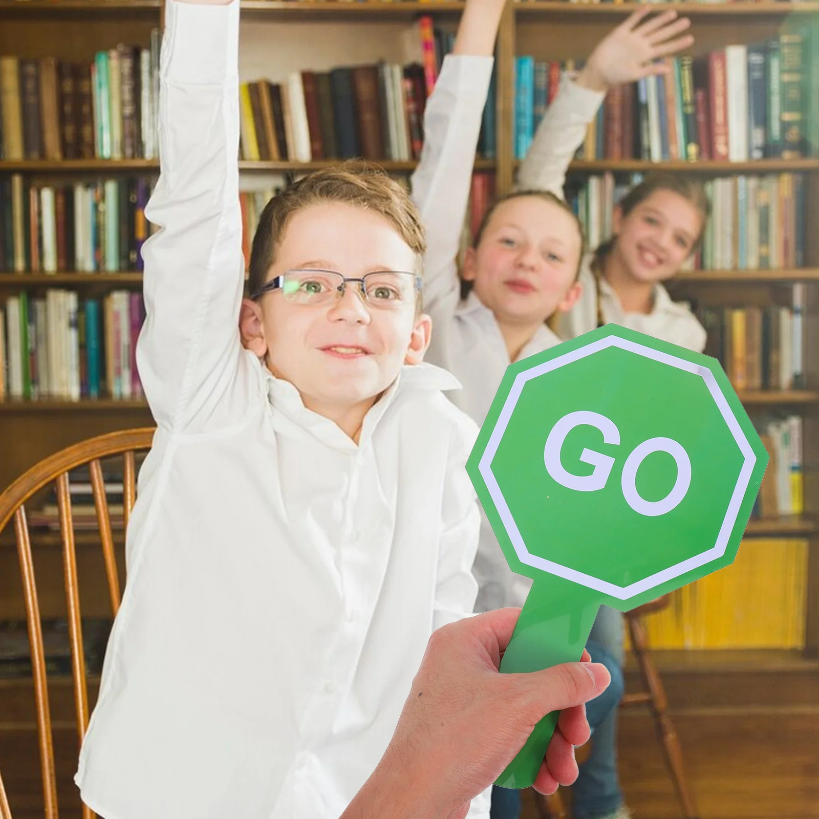 2 個の両面交通制御パドル赤緑標識ハンドヘルド防水標識子供の安全のため