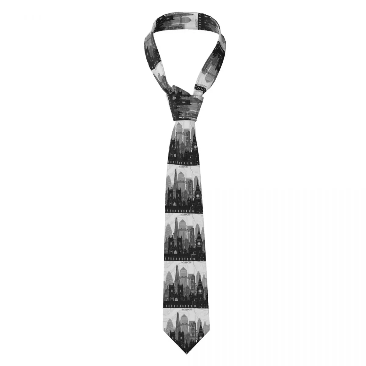 London Skyline Necktie for Men Silk Polyester Slim Neck Ties Party Business Tie Classic Gravatas