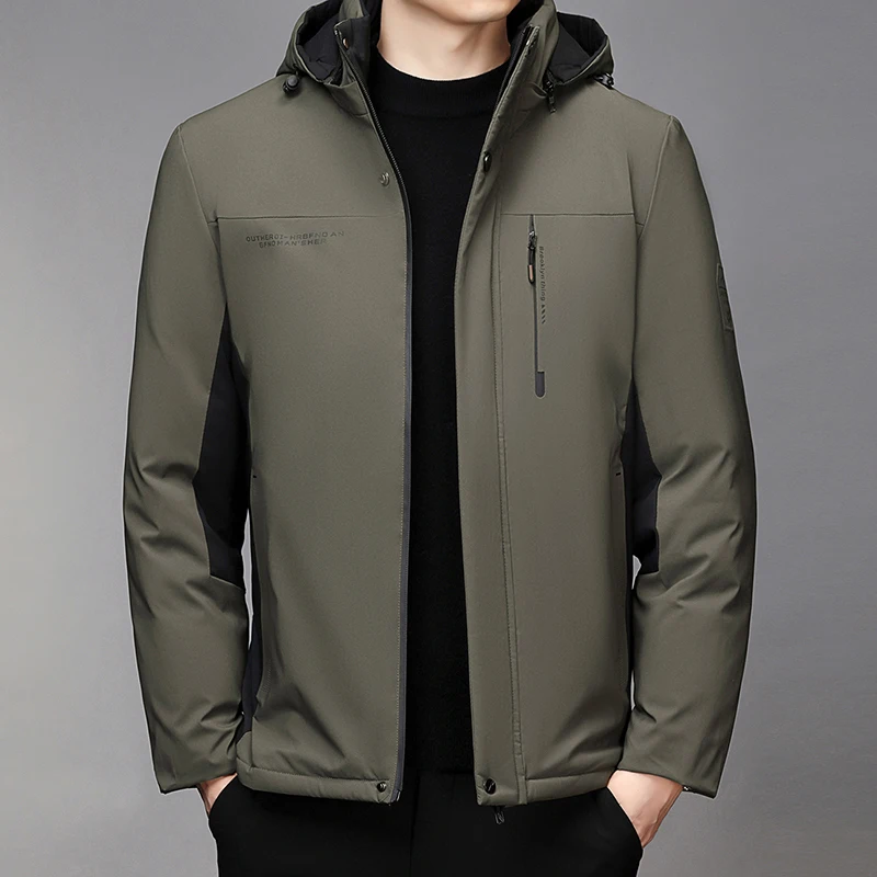 

Новая брендовая дизайнерская повседневная мужская куртка, модная верхняя одежда, парки, повседневная утолщенная куртка со съемным капюшоном, шляпа можно удалить