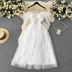 OCEANLOVE White Women Dresses Summer Solid A-line Off Shoulder Vestidos De Mujer Korean Fashion Elegant Sweet Robe Femme