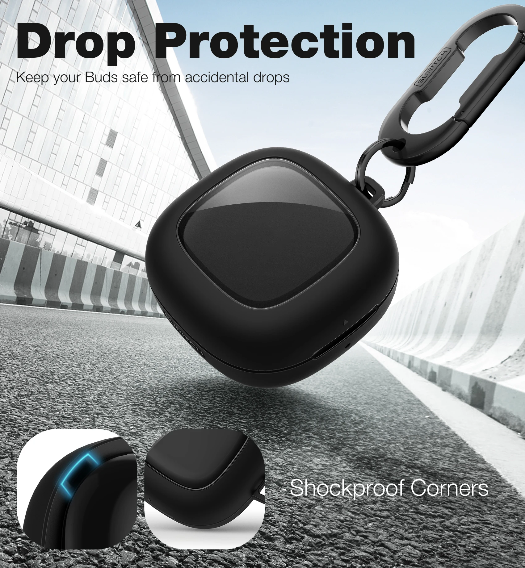 Transparent Hard Case with Carabiner for Samsung Galaxy Buds 2 Pro / Buds FE / Buds Pro / Buds 2 / Buds Live