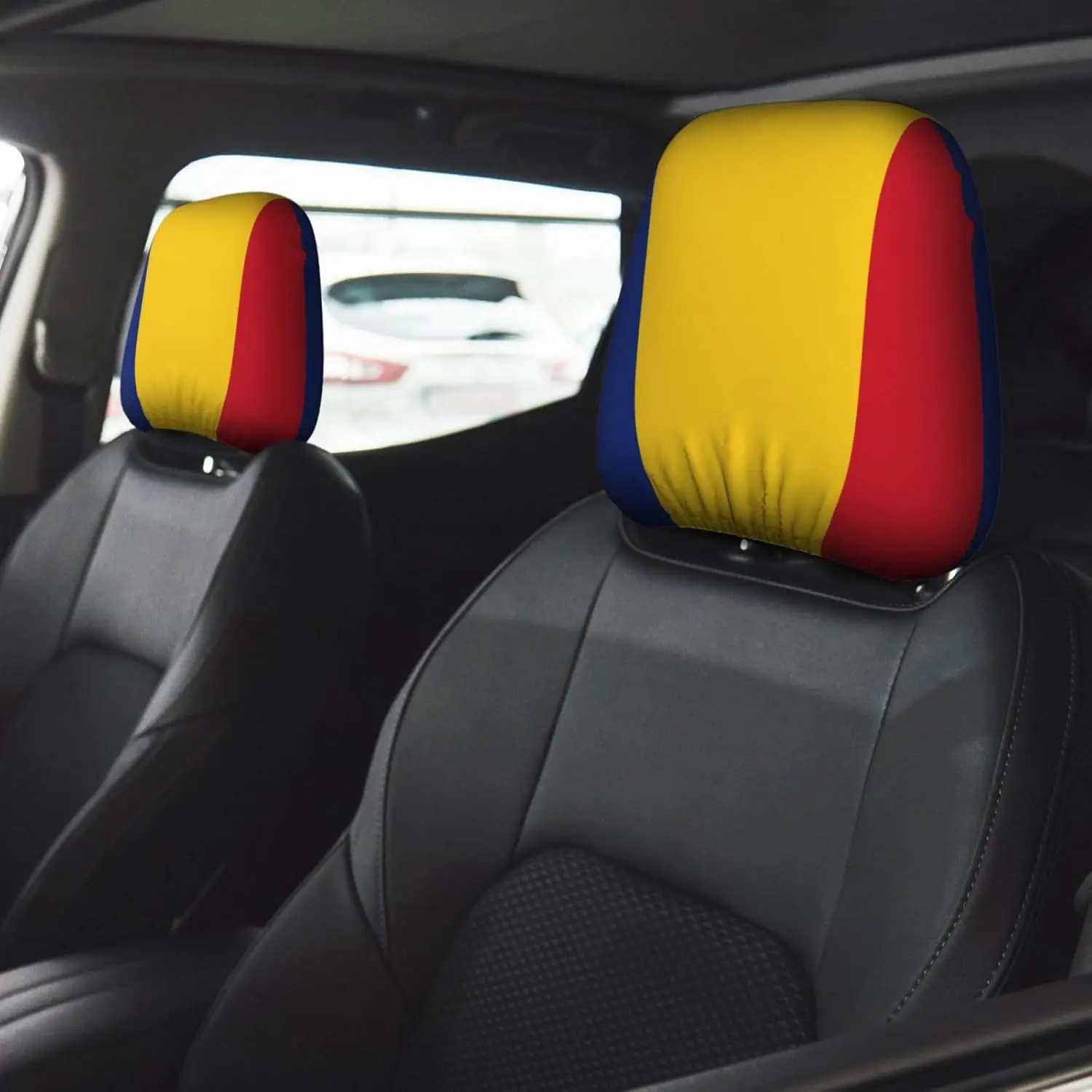 Romania Flag Print Car Headrest Covers 2 Pack Patriotic Seat Headrest Protectors Universal Fit for Most Cars Soft Auto