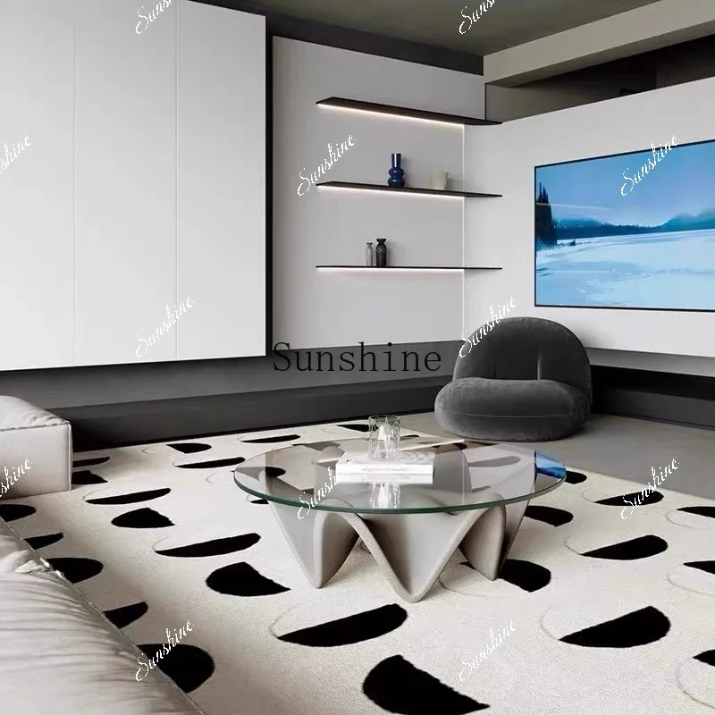 تصميم غرفة المعيشة الحديثة الألياف الزجاجية سداسية الشكل على شكل خاص غرفة نموذج الفندق طاولة القهوة المستديرة FT #4