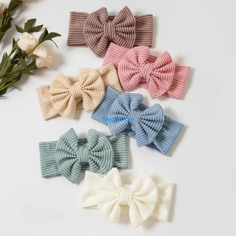 

63HE Comfortable Nylon Headbands with Hair Bows Stretchable Headband for Little Girls