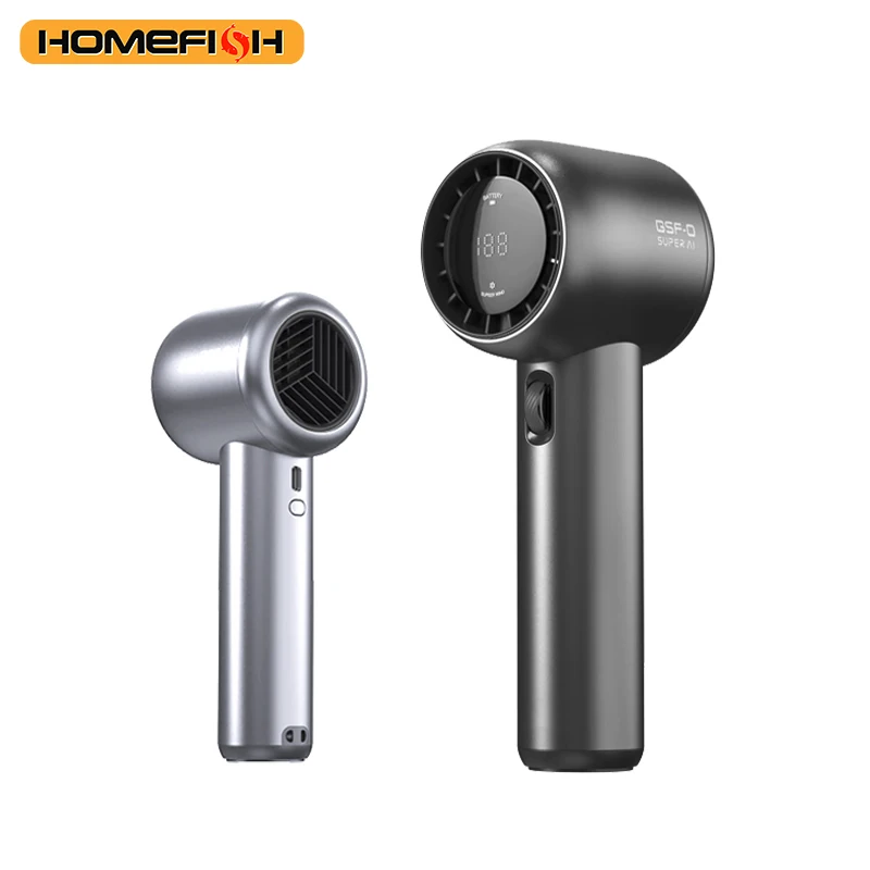 HOMEFISH Handheld Portable Fan 3 Speed Foldable Desktop Fan USB Rechargeable 3600mAh LED Digital Display for Home Office Travel