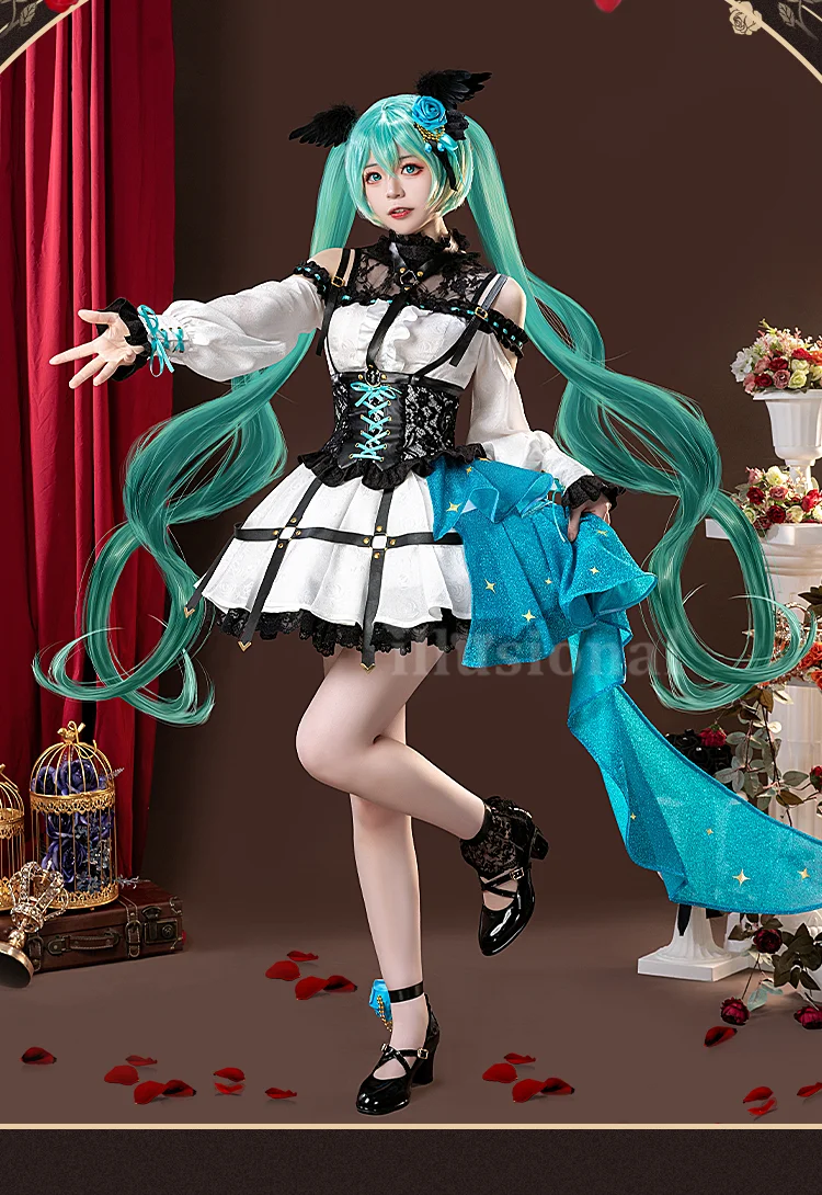 illusional Miku Cosplay Costume Rose miku lovely Lolita Dress female Halloween Costumes