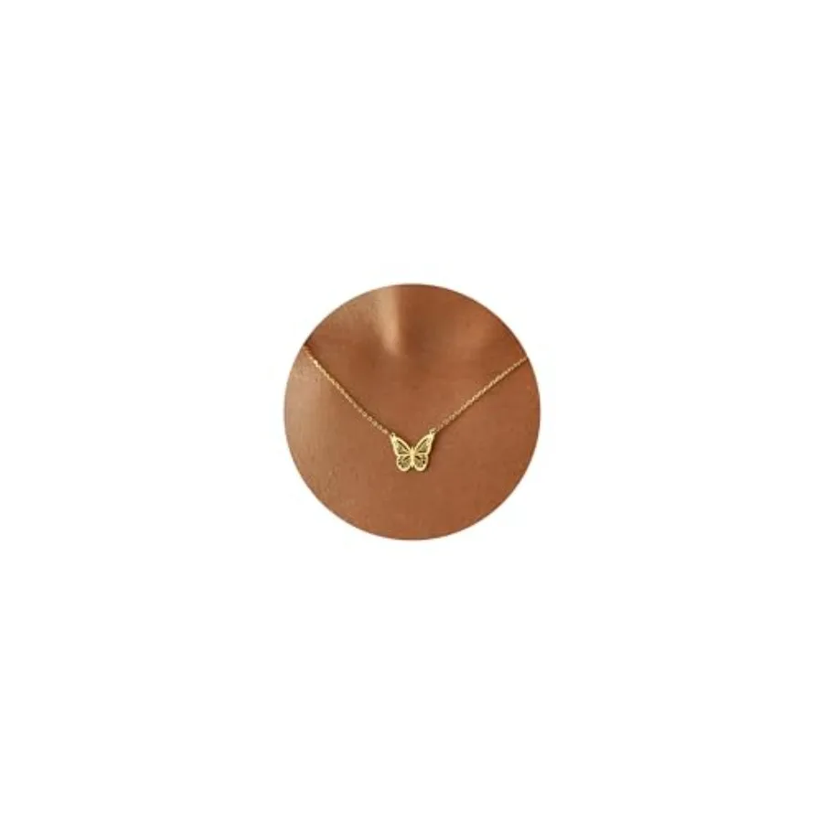 

14K Gold Plated Dainty Pendant Butterfly Bead Air Heart Hummingbird Tree Necklace Simple Jewelry Gift for Women