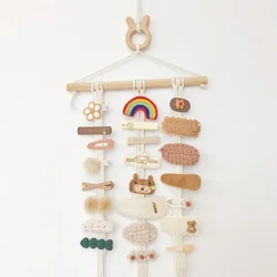 Wooden Baby Hair Clips Holder Cartoon Hairband Organizer Wall-mounted Girls Jewelry Storage Rack for Room Decor Ornaments