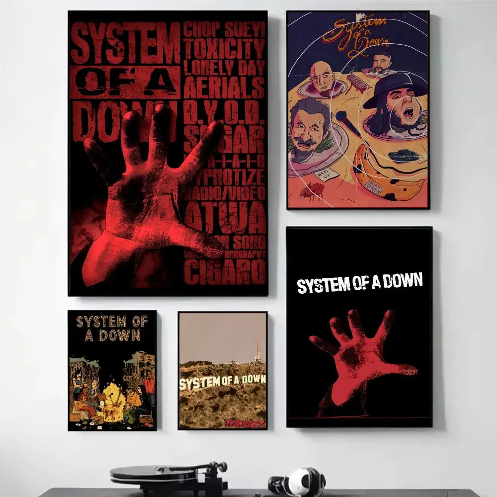 S-System Of A D-Down Painting Calligraphy Self Adhesive Wall Art Waterproof Print For Bedroom Hallway Home Decor