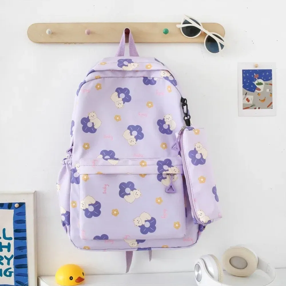 New Flower Printed Women's Backpack Nylon Waterproof Shoulder Bag Large Capacity Travel Backpack Outdoor