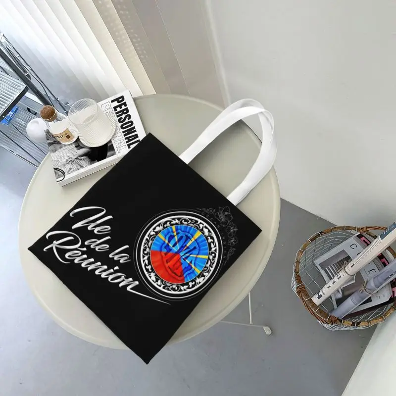 Reunion Island 974ร้านขายของชำถุงช้อปปิ้งแฟชั่นการพิมพ์ Canvas Shopper กระเป๋าสะพายกระเป๋าโท้ทขนาดใหญ่ล้างทำความสะอาดได้กระเป๋าถือ