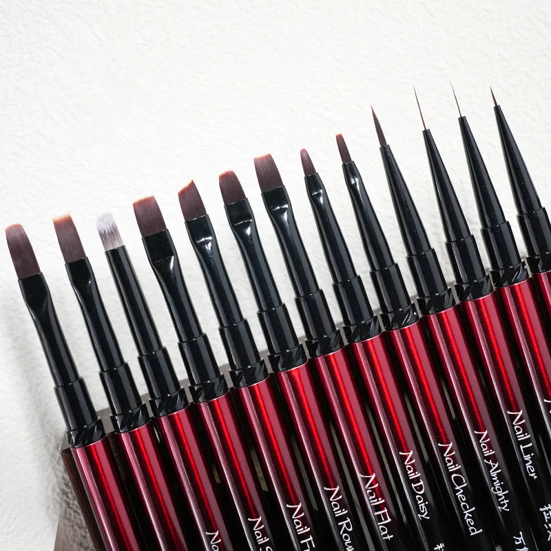 13Style Black Red Gradient Handle Nail Drawing Brushes For Manicure Lines Painting Gradient UV GEL Extension Builder Drawing Pen