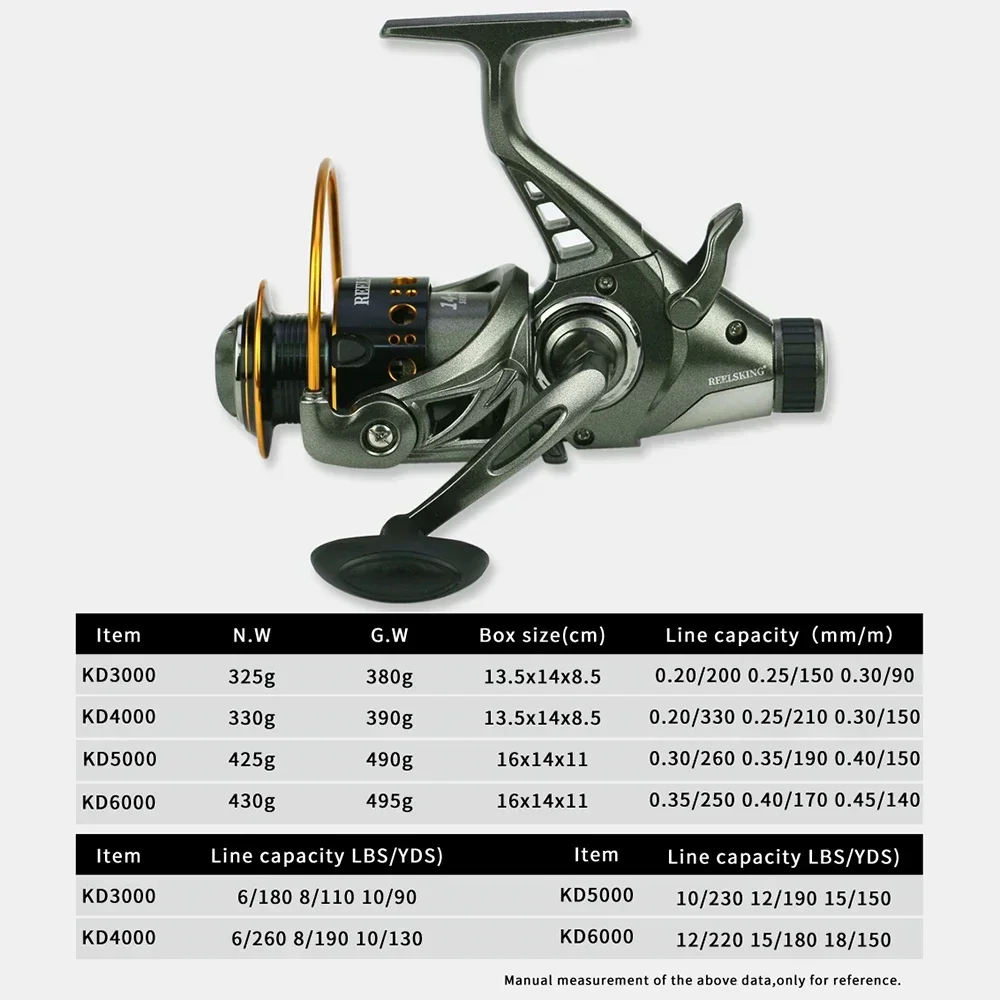 Spinning Fishing Reel Carp Front Rear Double Brake Saltwater Wheel Casting Coil Ultra Light Tackle 3000-6000Series With Line