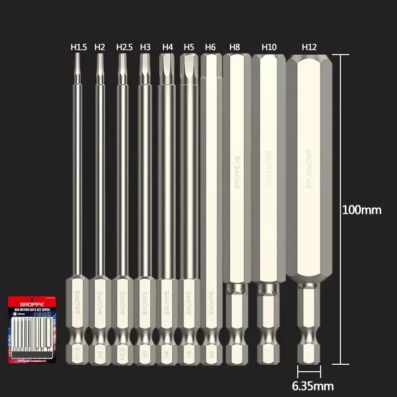 Hex Cabeça Allen Wrench Broca Grupo s2 Alloy Steel Metric Hexagonal Bit Grupo Ponta Magnética Hex Chave de Fenda Bits para Elétrica d
