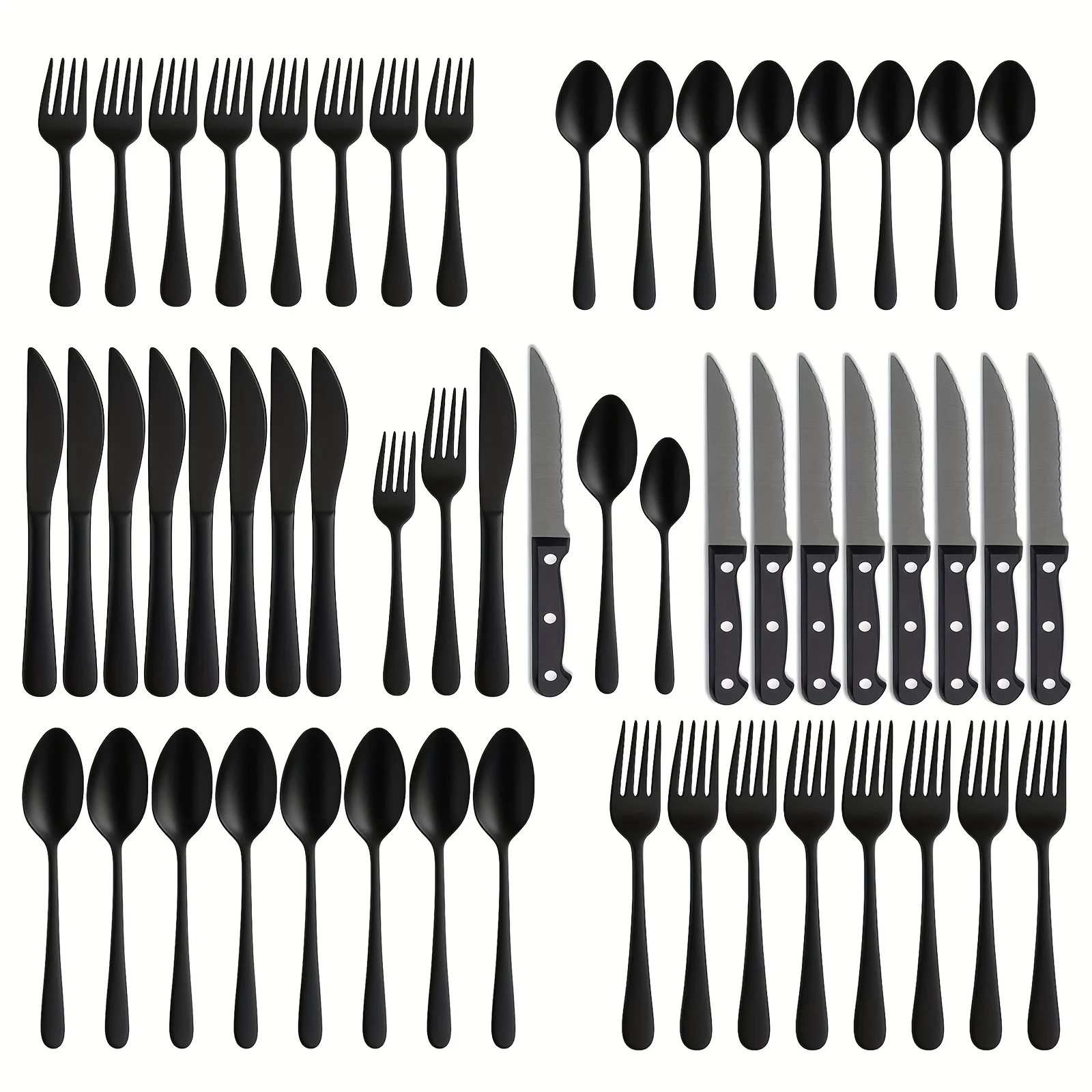 

48-Piece Stainless Dinnerware Set for 8 – Mirror-Finish Plates, Bowls & Utensils | Elegant Everyday Dining Kit for Weddings, Gatherings or Home Use | Dishwasher Safe (430 Grade Stainless Steel)
