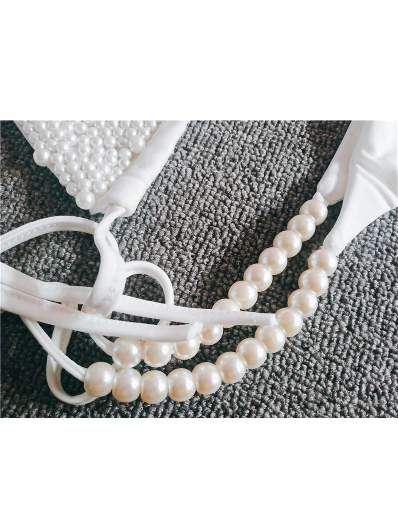 เซ็กซี่ string pearl micro บิกินี่ชุดว่ายน้ําผู้หญิงฤดูร้อนชายหาด 2 ชิ้นชุดบิกินี่ชุดว่ายน้ําผู้หญิง push up บิกินี่ชุดว่ายน้ํา