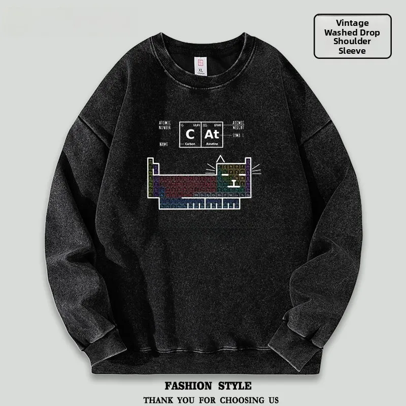 

Waed out Chemical Element Periodic Table Print Sweatirt Loose Fit Thin oulder Sve Hoodie for Men And Women